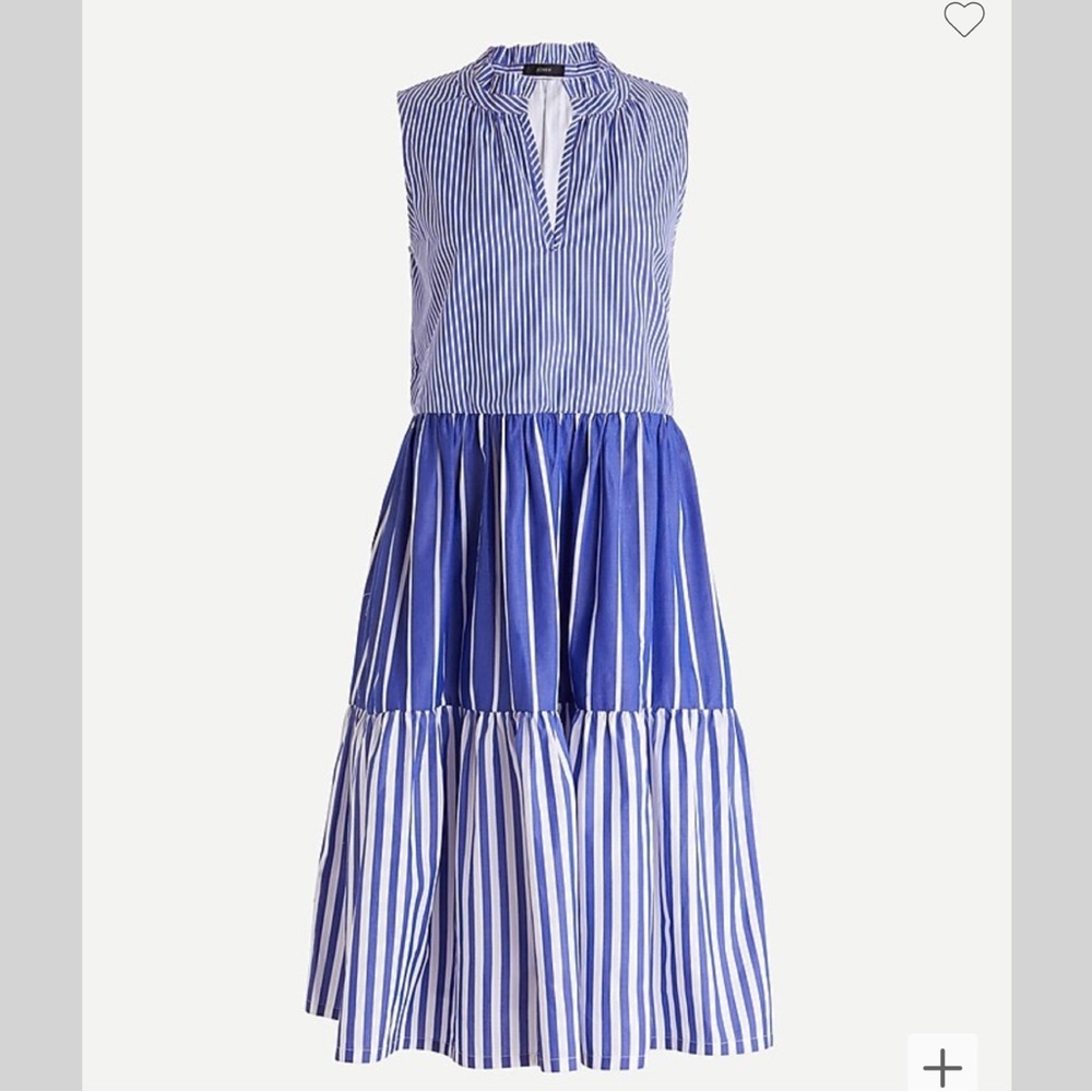 J Crew Sleeveless tiered popover dress in mixed stripe 💙